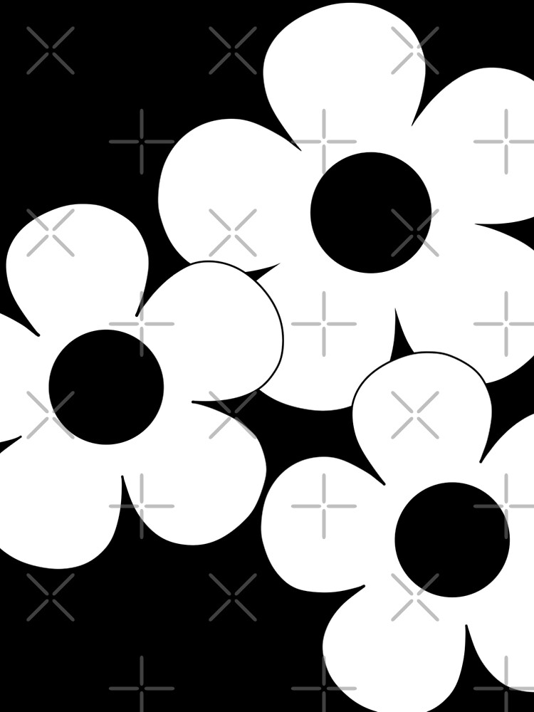 Thumbnail 4 of 4, A-Line Dress, 60's Flower Power Pop Flowers White Flowers on Black designed and sold by MellowCat.