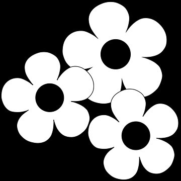 Artwork thumbnail, 60's Flower Power Pop Flowers White Flowers on Black by MellowCat