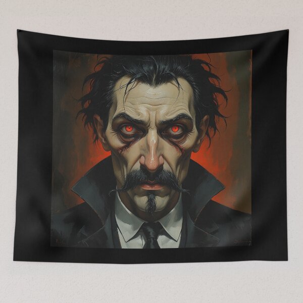 Item preview, Creepy stylized Haunted House  portrait of a old man with a mustache designed and sold by Vintage Designs +.