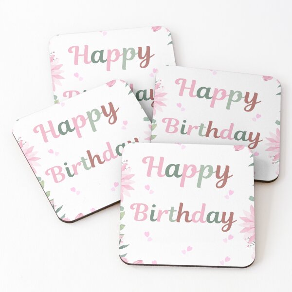 Item preview, Happy Birthday Pink Flowers And Hearts designed and sold by Gift Glow.