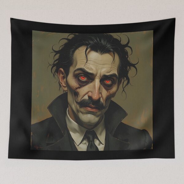 Item preview,  Creepy stylized Haunted House  portrait of a old man with a mustache designed and sold by Vintage Designs +.