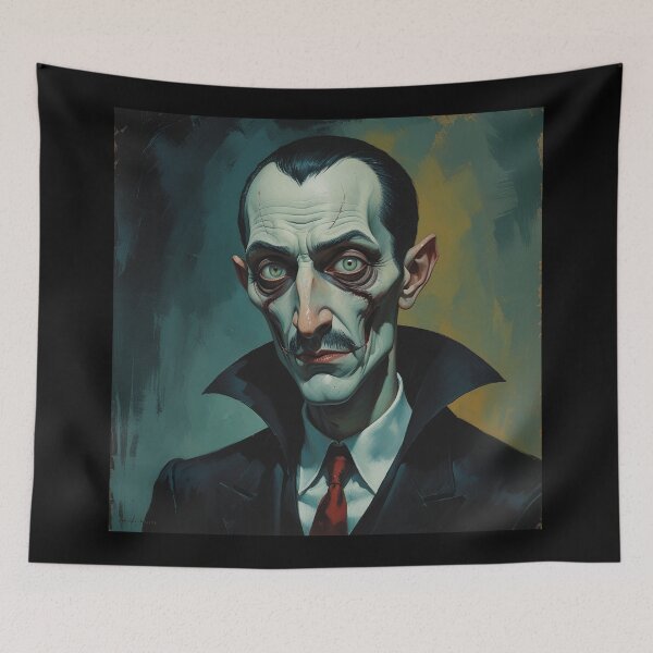 Item preview, Creepy stylized Haunted House  portrait of a old man with a mustache designed and sold by Vintage Designs +.