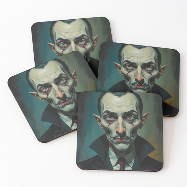 Item preview, Creepy stylized Haunted House  portrait of a old man with a mustache designed and sold by Vintage Designs +.