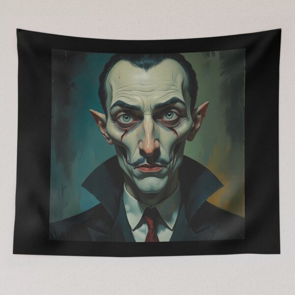 Item preview, Creepy stylized Haunted House  portrait of a old man with a mustache designed and sold by Vintage Designs +.