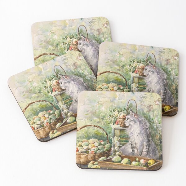 Item preview, Cat and apple harvest. designed and sold by Elena Reutova.