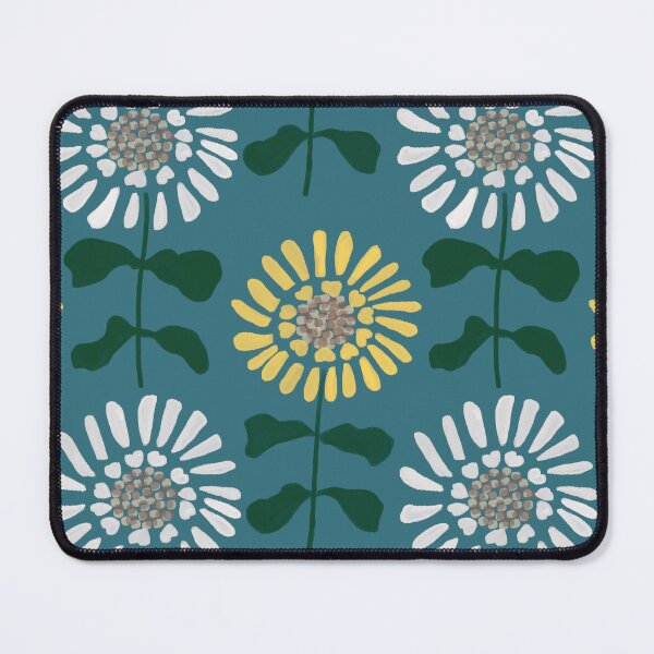Item preview, White and Yellow Sunflower Block Print designed and sold by RepeatCandy.