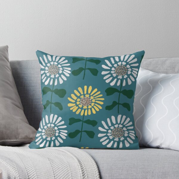 Item preview, White and Yellow Sunflower Block Print designed and sold by RepeatCandy.