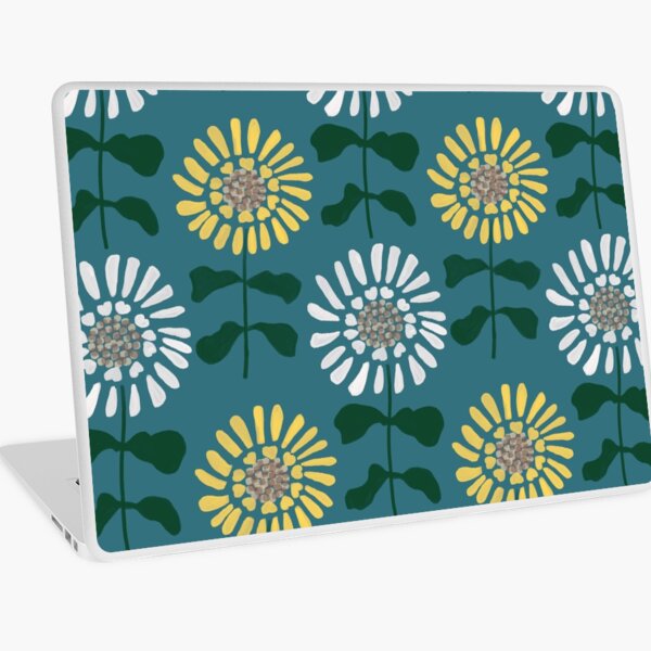 Item preview, Impression sur bloc de tournesols blancs et jaunes designed and sold by RepeatCandy.