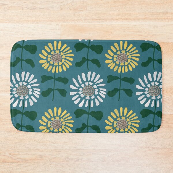 Item preview, White and Yellow Sunflower Block Print designed and sold by RepeatCandy.