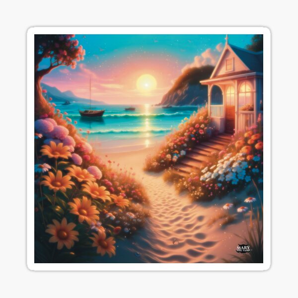 Item preview, Summertime At The Beach With Flowers designed and sold by Mary The Vamp.