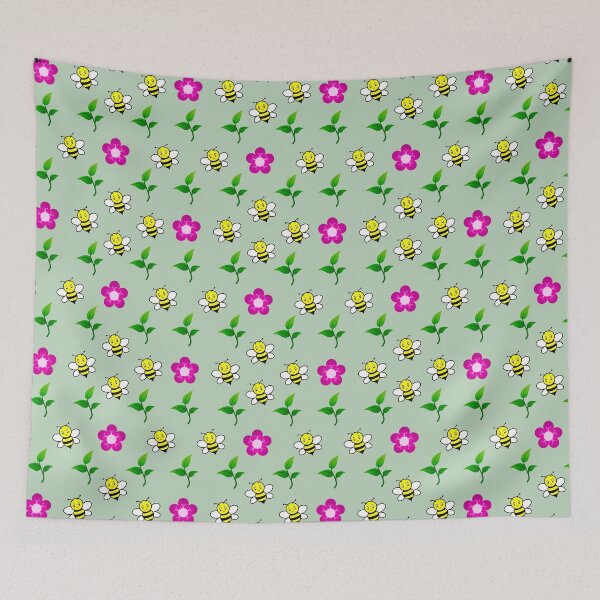 Item preview, Buzzing Bees & Blooming Flowers – Whimsical Print designed and sold by PhayuDesign.