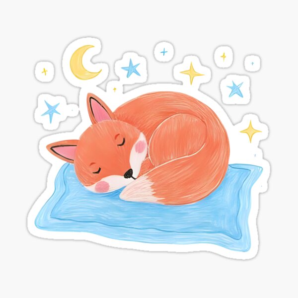 Artikel-Vorschau von Schlafender Fuchs mit Sternen – Buntstiftillustration, designt und verkauft von BanivaCo.