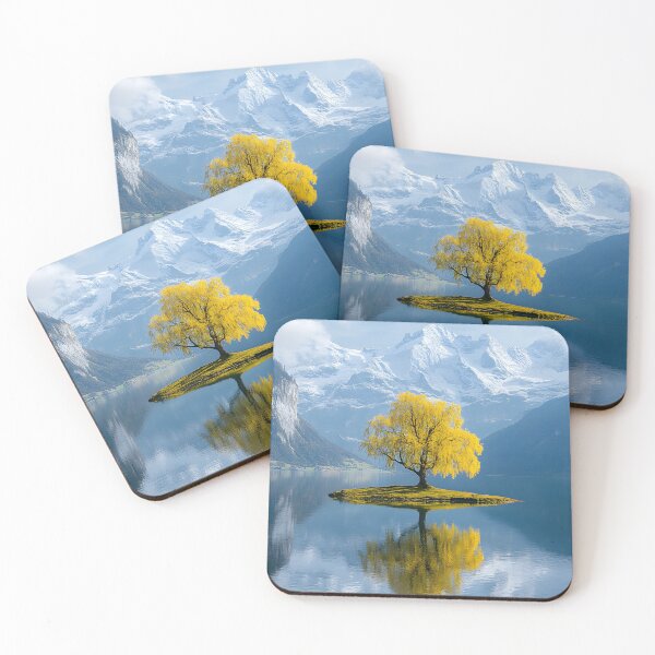 Item preview, Solitary Yellow Tree Reflects on Serene Lake Scene designed and sold by Artessie.