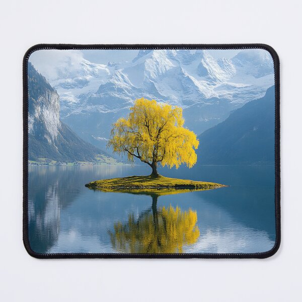 Item preview, Solitary Yellow Tree Reflects on Serene Lake Scene designed and sold by Artessie.