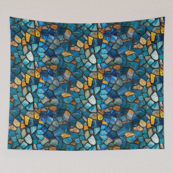 Item preview, Abstract Stained Glass Mosaic Blue and Orange designed and sold by NTGUILTY.