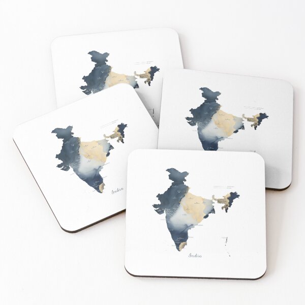 Item preview, India Watercolor Map with Major Cities designed and sold by CartoPrints.