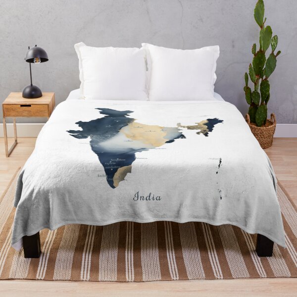 Item preview, India Watercolor Map with Major Cities designed and sold by CartoPrints.