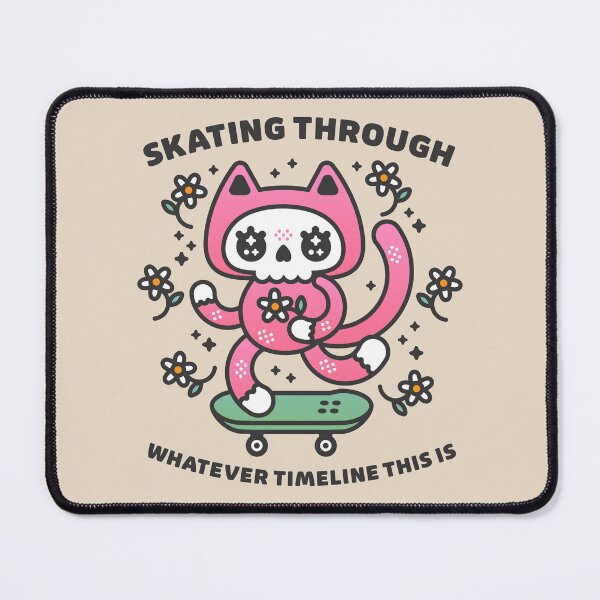 Item preview, Skating Through The Existential Crisis Cute Skeleton Cat Design designed and sold by musingtreeart.