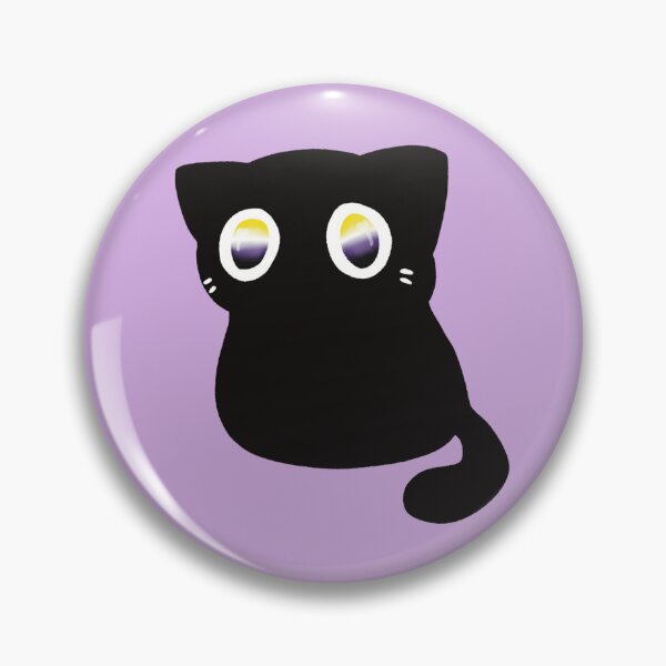Item preview, enby eyes black kitty designed and sold by Scarlet Sung.