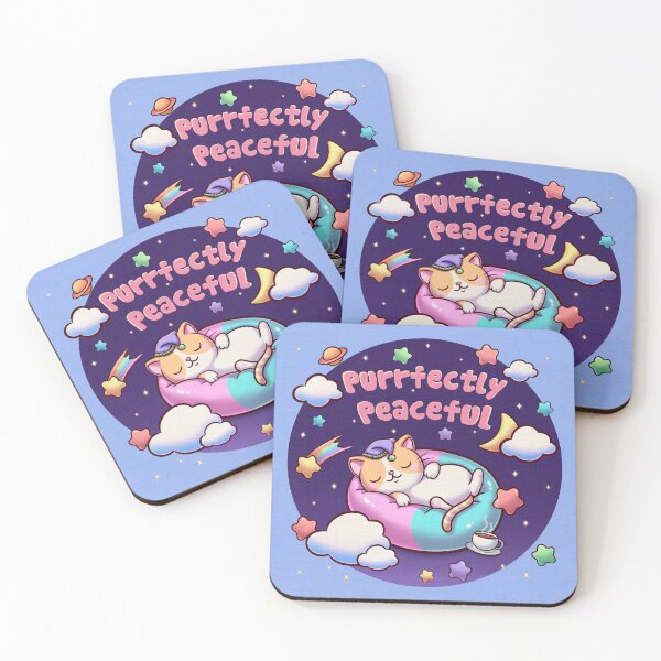 Item preview, Kawaii Sleeping Cat – Cute Pastel Galaxy Stars Cat Sticker designed and sold by Magsu.art.