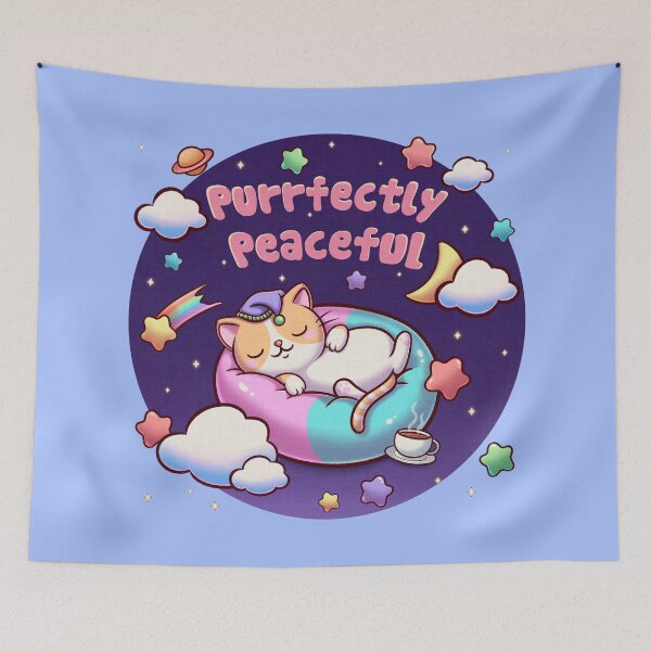 Item preview, Kawaii Sleeping Cat – Cute Pastel Galaxy Stars Cat Sticker designed and sold by Magsu.art.