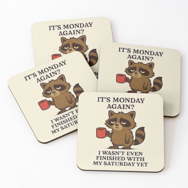 Item preview, Funny Raccoon Monday Shirt I Wasn’t Finished With Saturday Yet Lazy Animal Coffee Lover Tee for Work Humor Men Women Weekend Mood Caffeine Addict designed and sold by XanaduHills.