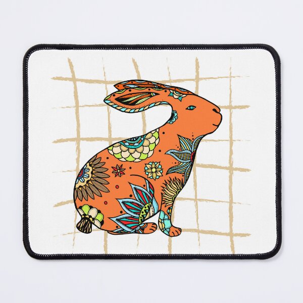 Item preview, Boho Folk Rabbit with Colorful Floral Patterns – Decorative Art designed and sold by ToscaniArt.