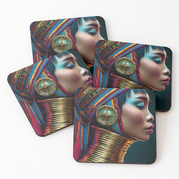 Item preview, Elegant Portrait with Cultural Neck Adornments designed and sold by Artessie.