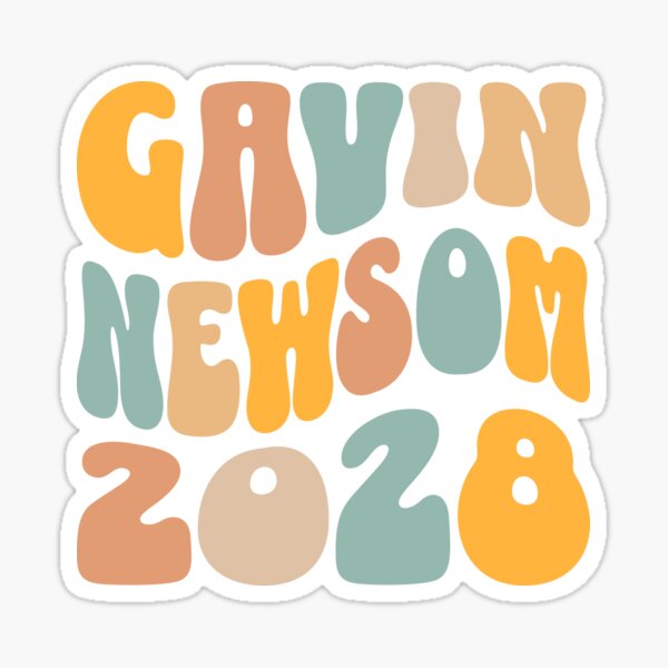 Vista previa del artículo con la obra «Gavin Newsom para Presidente 2028 Retro Ondulado», diseñado y vendido por kiwi91.