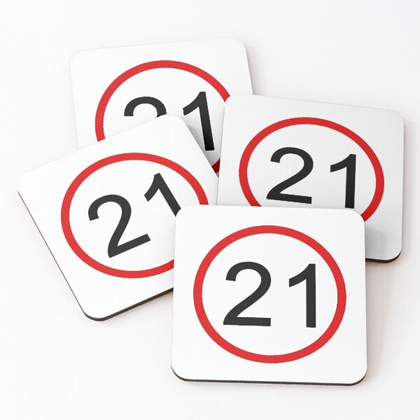 Artikelvorschau, Nr. 21 mit rotem Kreis, Verkehrszeichen, Alterszeichen, Neuheit entworfen und verkauft von AASparksDesigns.