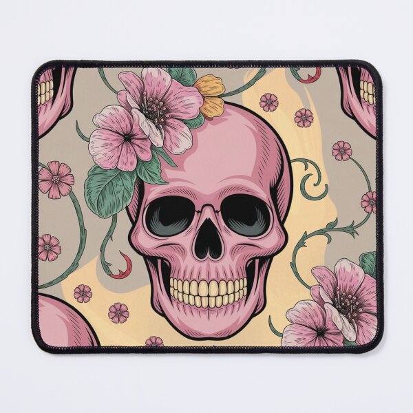 Artikelvorschau, Rosa Totenkopf mit Blumenmuster entworfen und verkauft von CandyVenom.