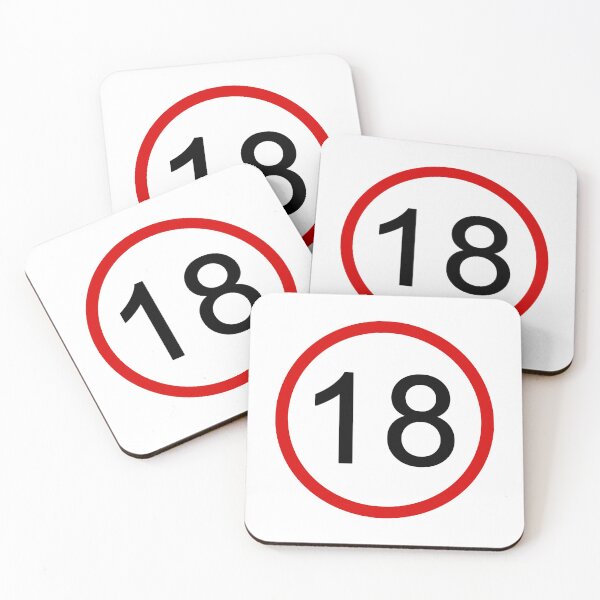 Item preview, No. 18 with Red Circle, Road Sign, Age Sign, Novelty, Birthday, Eighteen designed and sold by AASparksDesigns.