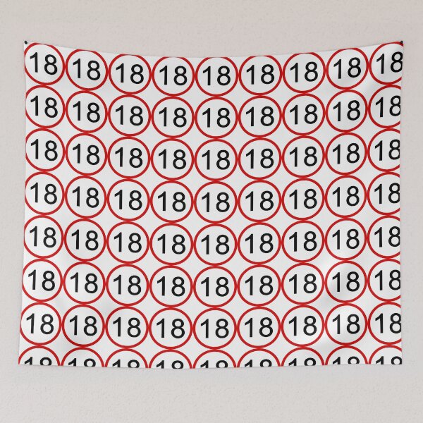 Item preview, No. 18 with Red Circle, Road Sign, Age Sign, Novelty, Birthday, Eighteen designed and sold by AASparksDesigns.