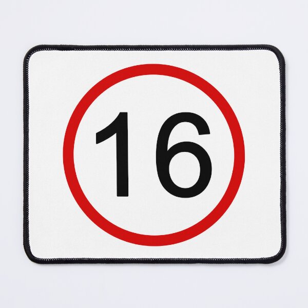 Item preview, No. 16 with Red Circle, Road Sign, Age Sign, Novelty, Birthday, Sixteen designed and sold by AASparksDesigns.