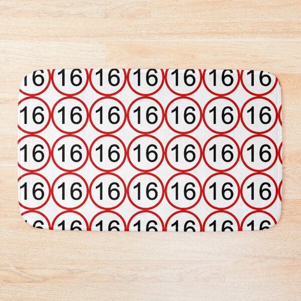 Item preview, No. 16 with Red Circle, Road Sign, Age Sign, Novelty, Birthday, Sixteen designed and sold by AASparksDesigns.