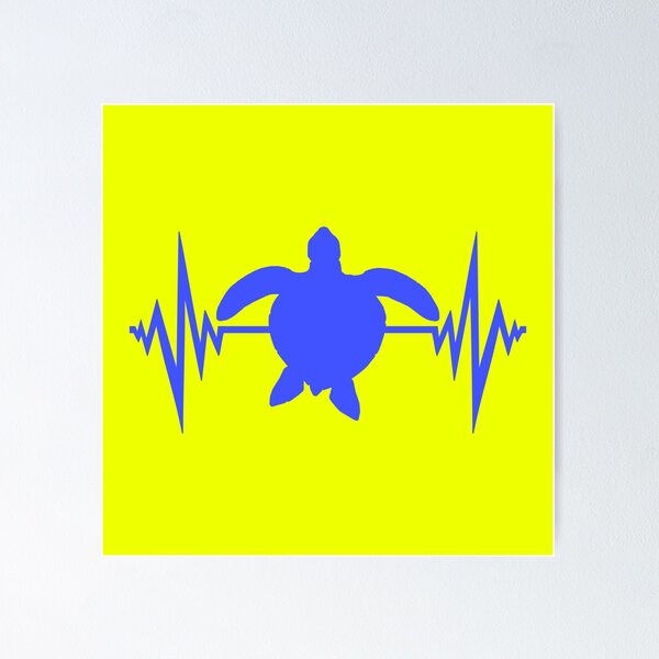 Item preview, Water Turtle Pulse Frequency Heartbeat Line ECG Silhouette designed and sold by shirt-o-mat.