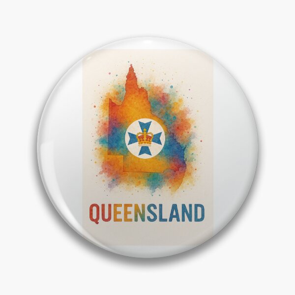Item preview, Queensland Watercolor Map with Crown Emblem and Bold Typography designed and sold by ArtistrySky.