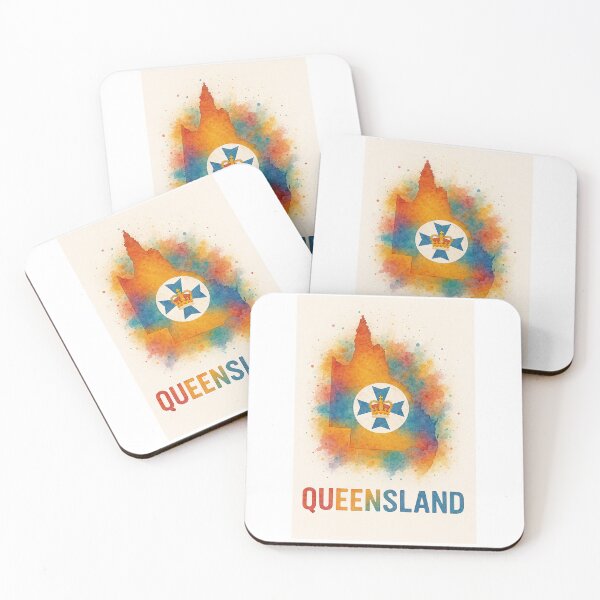 Item preview, Queensland Watercolor Map with Crown Emblem and Bold Typography designed and sold by ArtistrySky.