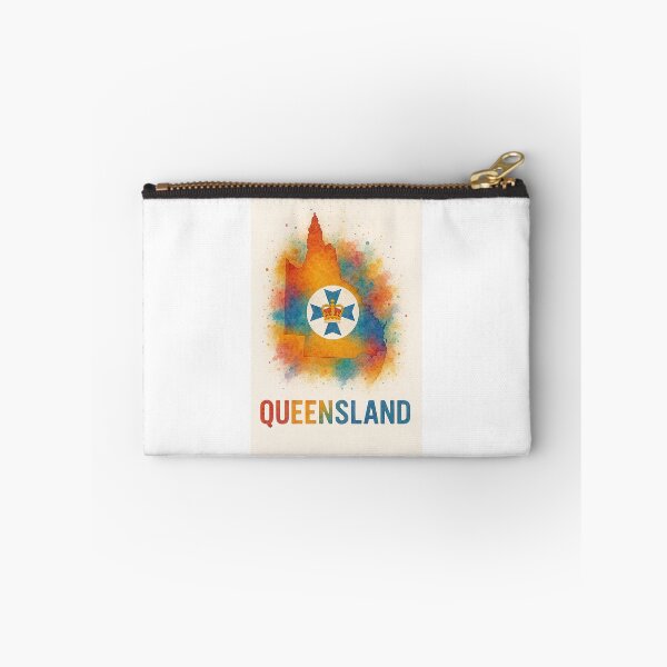 Item preview, Queensland Watercolor Map with Crown Emblem and Bold Typography designed and sold by ArtistrySky.