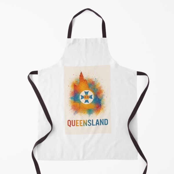 Item preview, Queensland Watercolor Map with Crown Emblem and Bold Typography designed and sold by ArtistrySky.