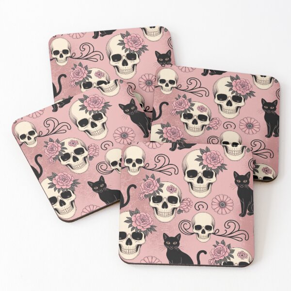 Item preview, Pink Skull black cat designed and sold by CandyVenom.