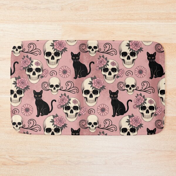 Item preview, Pink Skull black cat designed and sold by CandyVenom.
