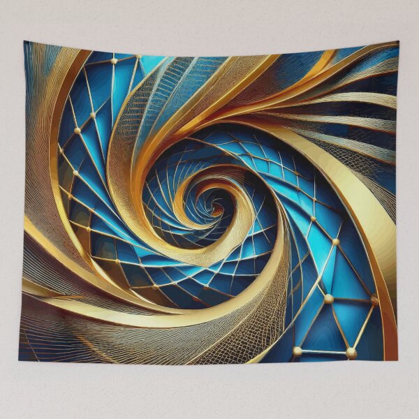 Item preview, Blue and Gold Abstract 3 designed and sold by Vicky Brago-Mitchell®.