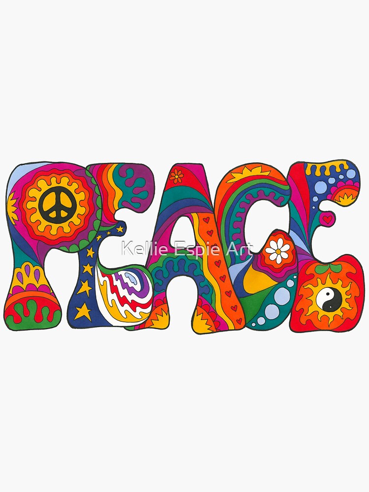 Thumbnail 3 of 3, Sticker, Psychedelic Peace designed and sold by kelkel66.