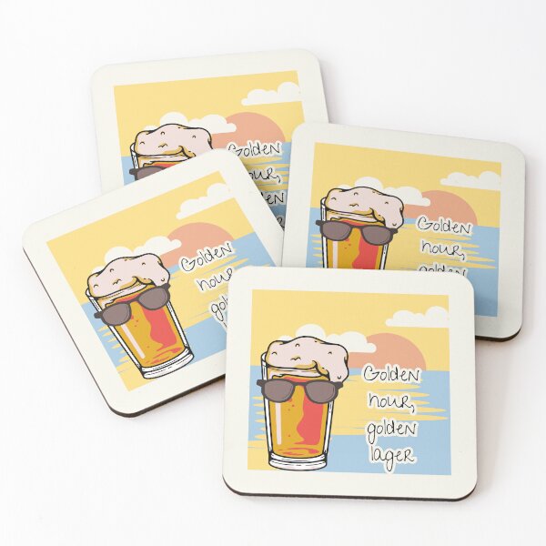 Item preview, Golden Hour Golden Lager – Retro Beer Aesthetic Sticker designed and sold by DewandThread.