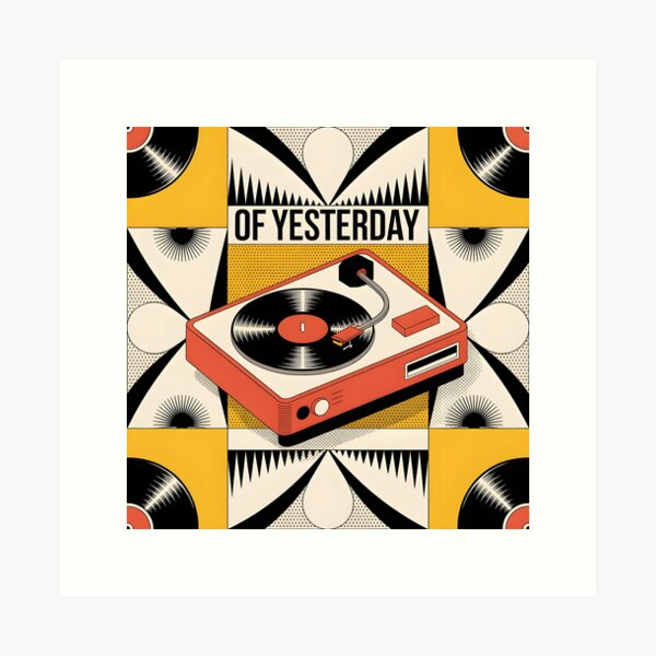 Item preview, Spin Shapes – Retro Record Player Pattern in Bauhaus Pop Art Style designed and sold by WhimsicalThredz.