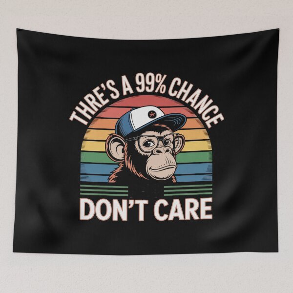 Item preview, "99% Chance I Don't Care" Retro Monkey Sunset Graphic designed and sold by MIMSCorneR.