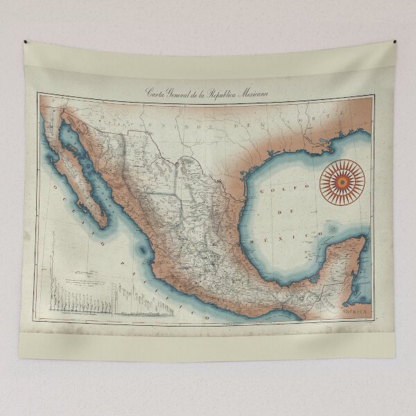 Item preview, Vintage map of Mexico painted in the style of One Piece designed and sold by CecyLL.