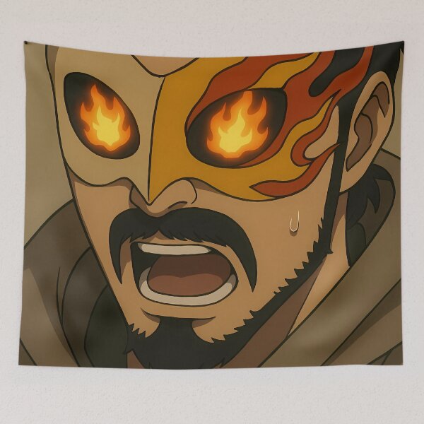Item preview,  Flaming Masked Warrior – Fiery Eyes Anime Illustration designed and sold by BambaKchula.