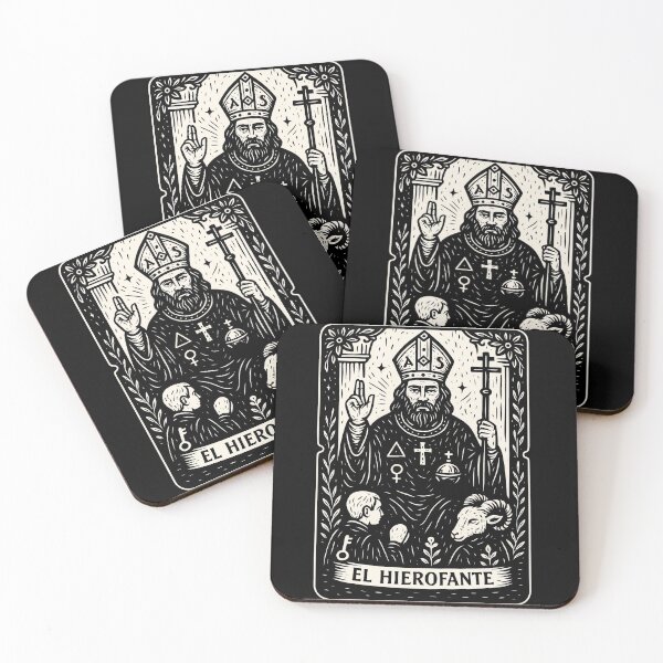 Item preview, The Hierophant Tarot Card Print – Ornamental Black and White Art designed and sold by Ojo de Lilith.
